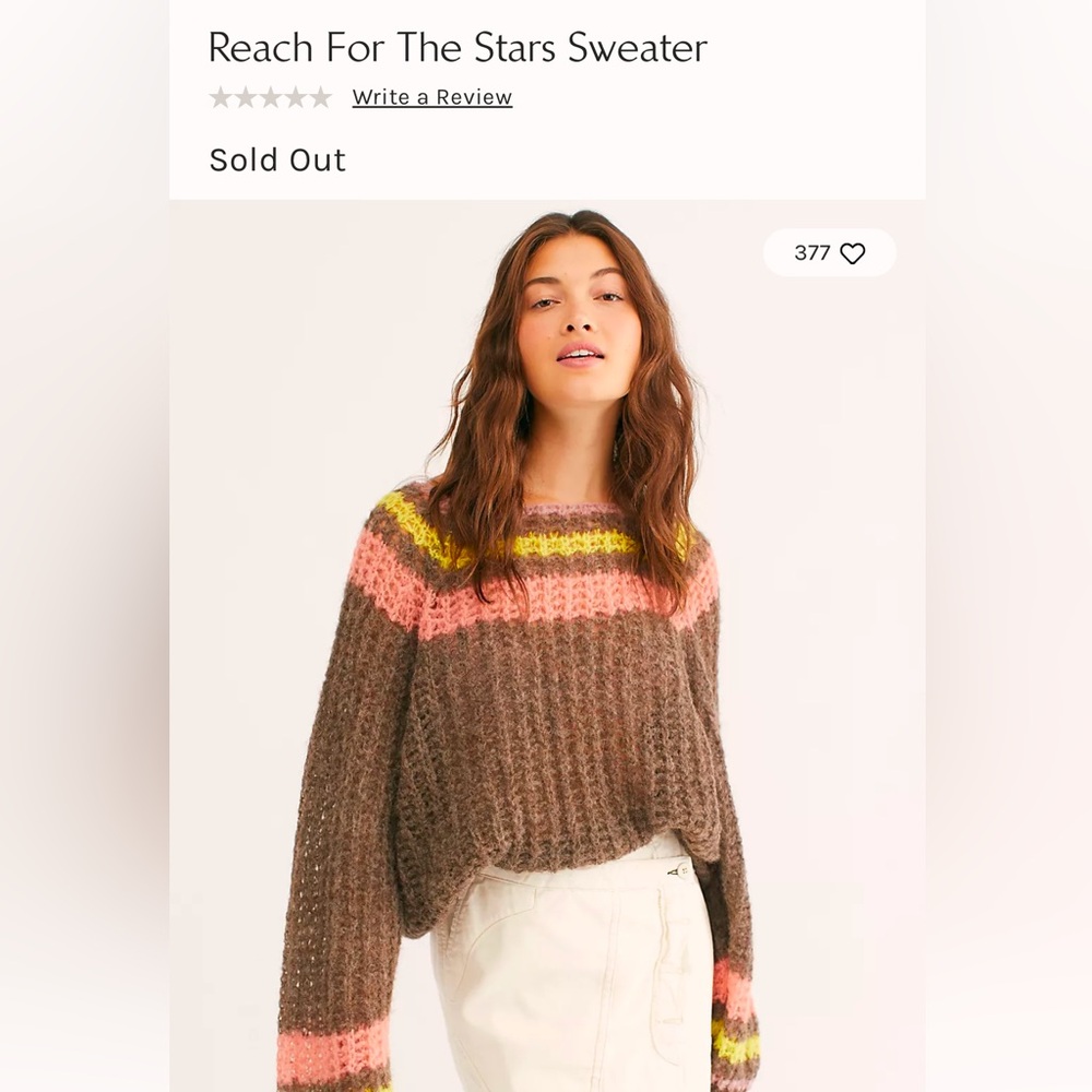 FREE PEOPLE WOMANS REACH FOR THE STARS SWEATER